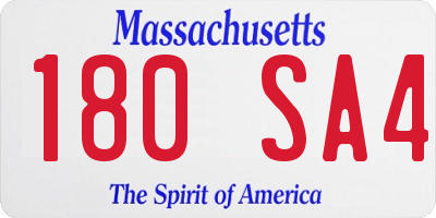 MA license plate 180SA4
