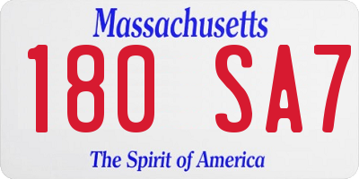 MA license plate 180SA7