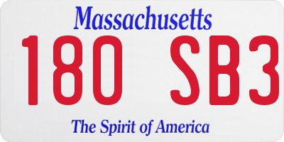 MA license plate 180SB3