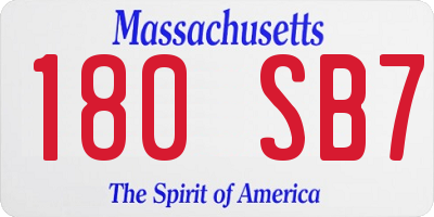 MA license plate 180SB7