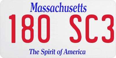 MA license plate 180SC3