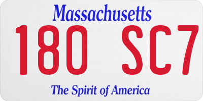 MA license plate 180SC7