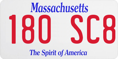 MA license plate 180SC8