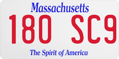 MA license plate 180SC9