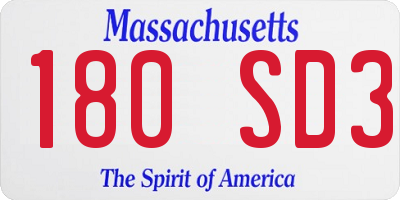 MA license plate 180SD3