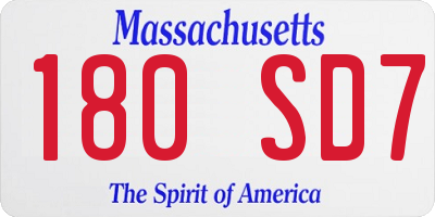 MA license plate 180SD7