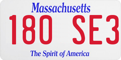 MA license plate 180SE3