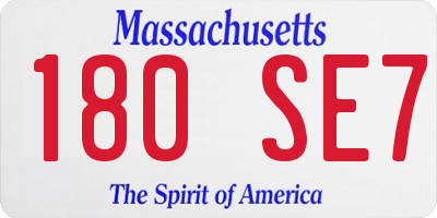 MA license plate 180SE7