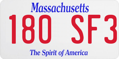 MA license plate 180SF3