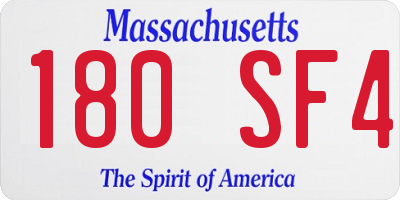 MA license plate 180SF4