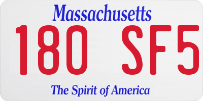 MA license plate 180SF5