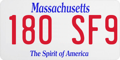 MA license plate 180SF9