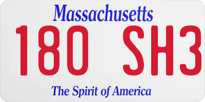 MA license plate 180SH3