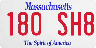 MA license plate 180SH8