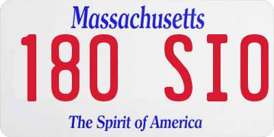 MA license plate 180SI0