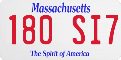 MA license plate 180SI7
