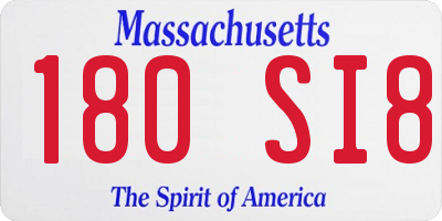 MA license plate 180SI8