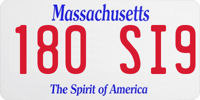 MA license plate 180SI9