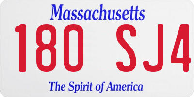 MA license plate 180SJ4