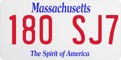 MA license plate 180SJ7