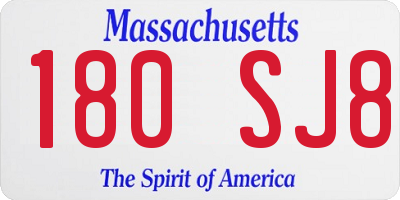 MA license plate 180SJ8