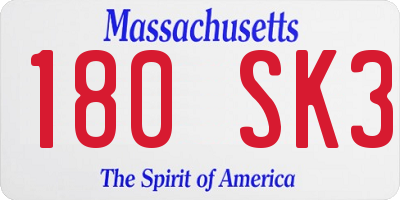 MA license plate 180SK3