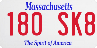 MA license plate 180SK8