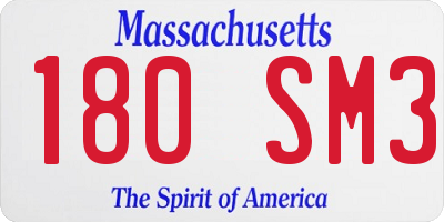 MA license plate 180SM3