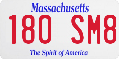 MA license plate 180SM8