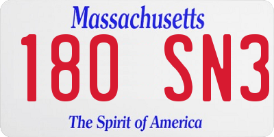 MA license plate 180SN3