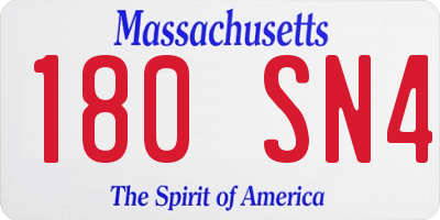 MA license plate 180SN4