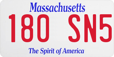 MA license plate 180SN5
