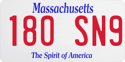 MA license plate 180SN9