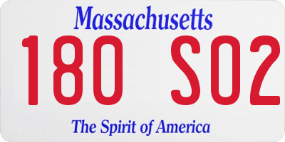 MA license plate 180SO2