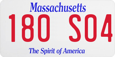 MA license plate 180SO4
