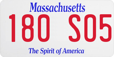 MA license plate 180SO5