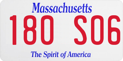 MA license plate 180SO6