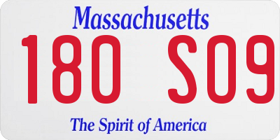 MA license plate 180SO9