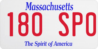 MA license plate 180SP0
