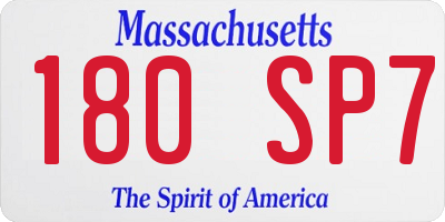 MA license plate 180SP7