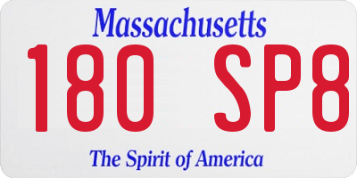 MA license plate 180SP8