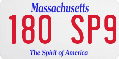 MA license plate 180SP9
