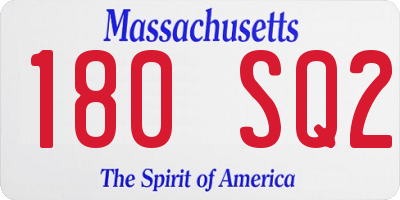 MA license plate 180SQ2