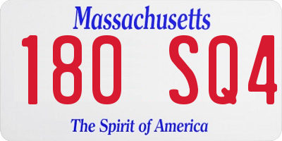 MA license plate 180SQ4