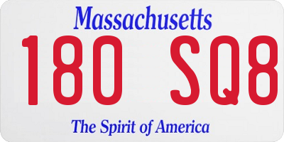 MA license plate 180SQ8