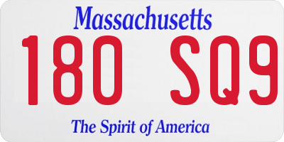 MA license plate 180SQ9