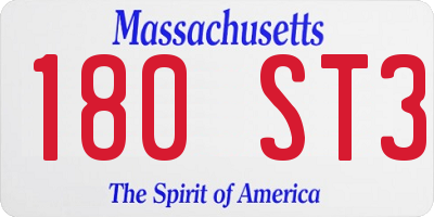 MA license plate 180ST3