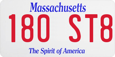 MA license plate 180ST8