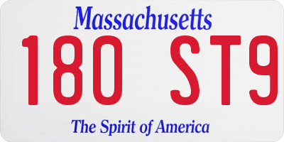 MA license plate 180ST9
