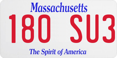 MA license plate 180SU3